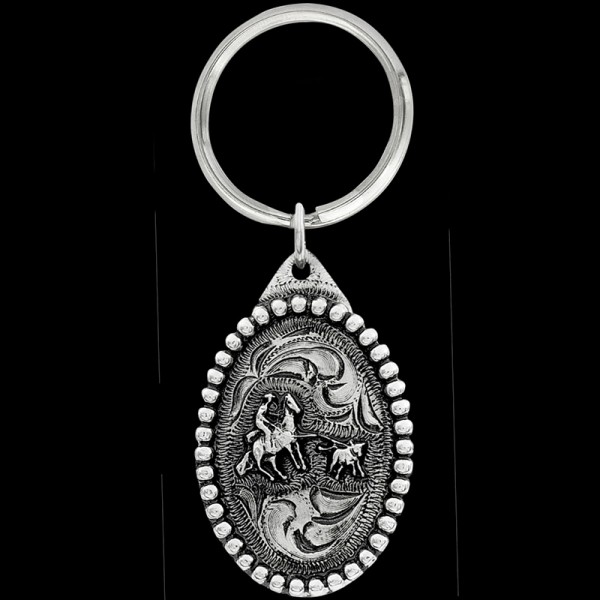 Calf Roping Oval Keychain +$9.97